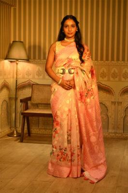 Flower Printed and shining Cotton Blend Saree