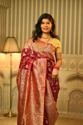 Golden Zari Banarasi Silk Shalu