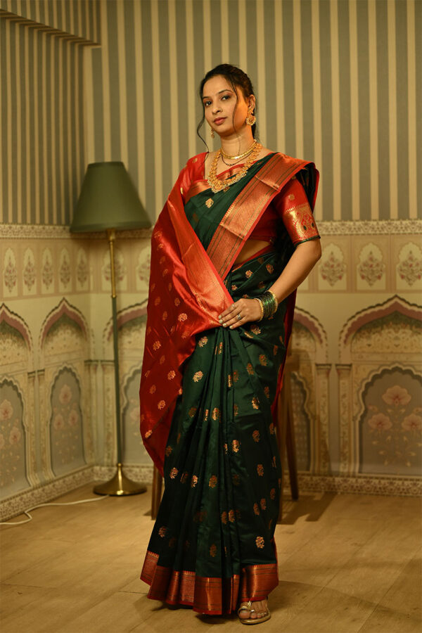 Golden Zari Banarasi Silk Blend Saree