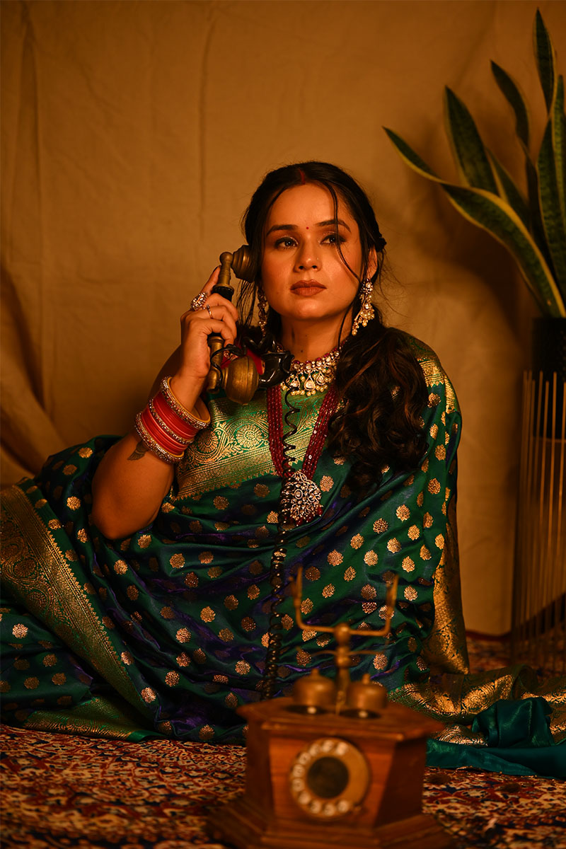 Green Banarasi Silk Gold Zari Saree-s