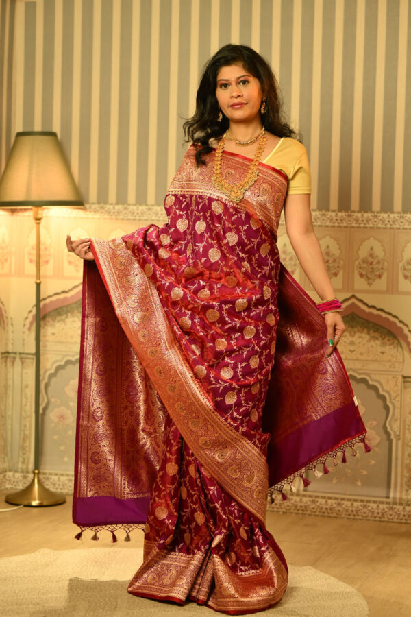 Golden Zari Banarasi Silk Shalu