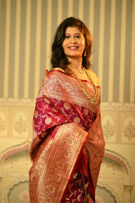 Golden Zari Banarasi Silk Shalu