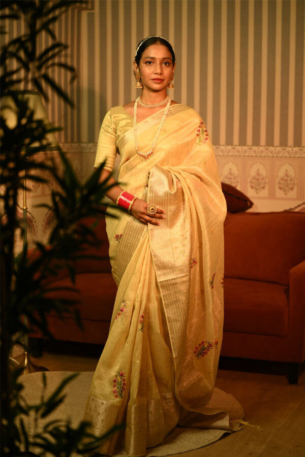 Golden tissue silk saree