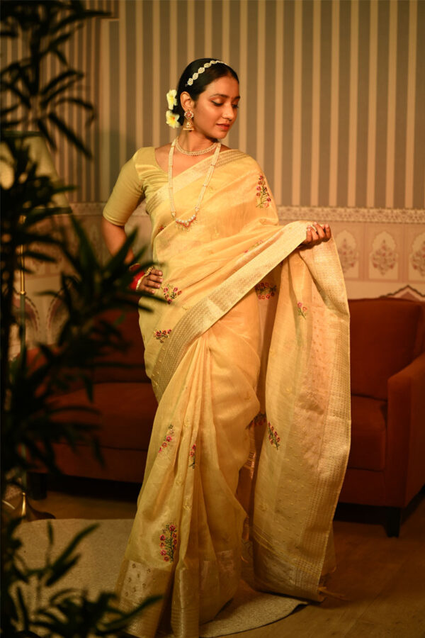 Golden tissue silk saree