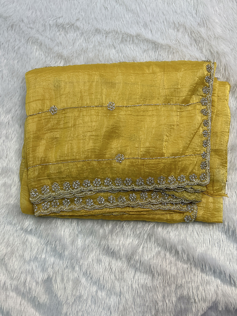 Organza Silk Bead Work Saree - Image 7