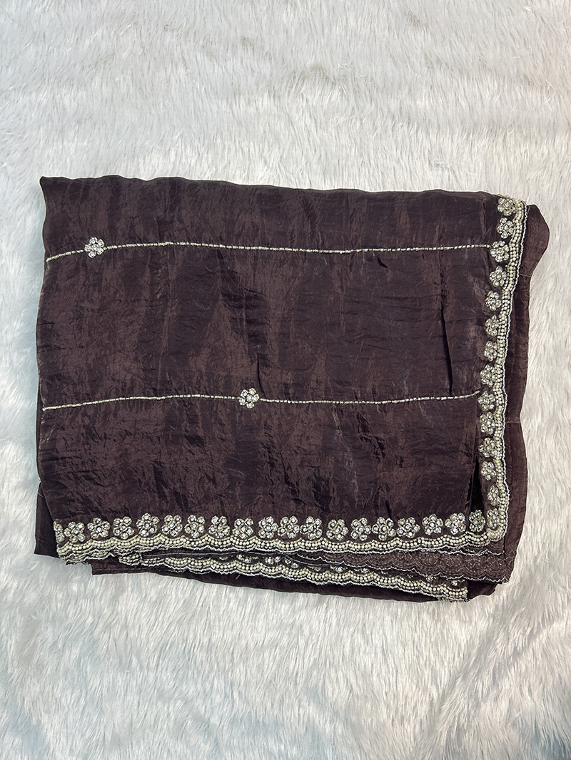 Organza Silk Bead Work Saree - Image 8