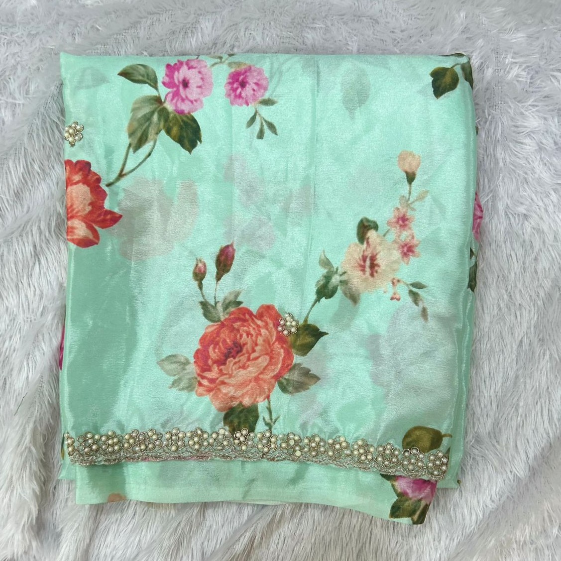 Pure Chinon Digital Print Saree - Image 2