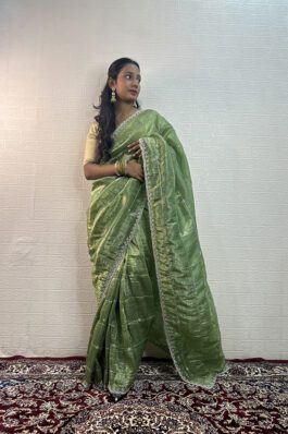 Organza Silk Bead Work Saree