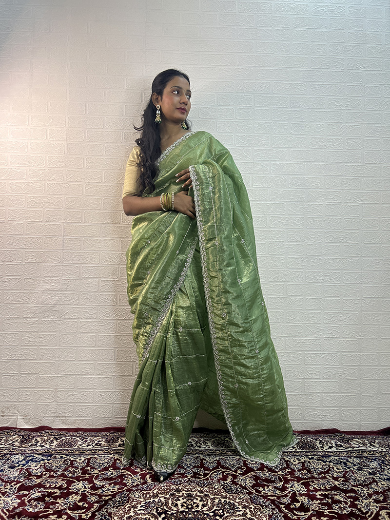 Organza Silk Bead Work Saree