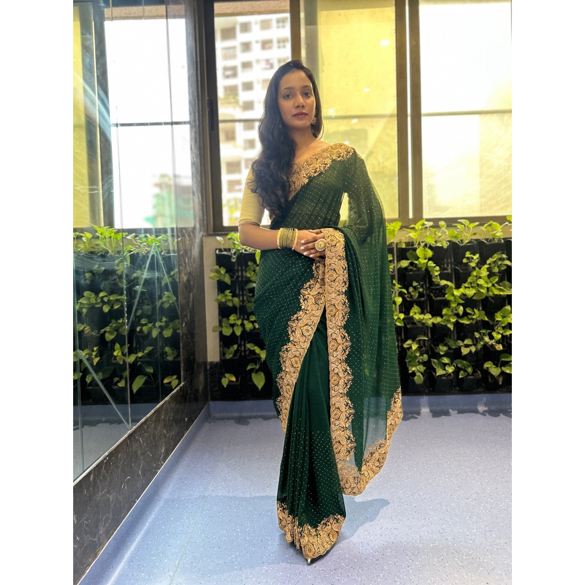 Georgette Saree with Heavy Embroidery - Image 3