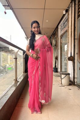 Georgette Saree with Silver Sequin and Mirror Work