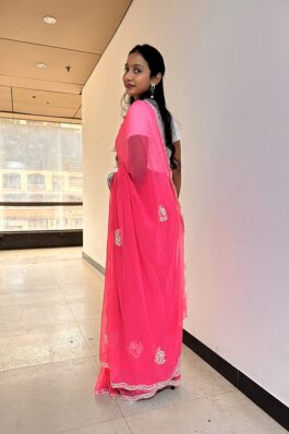 Georgette Saree with Silver Sequin and Mirror Work