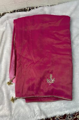 Soft Tissue Saree with Zardosi Moti