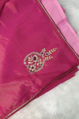 Soft Tissue Saree with Zardosi Moti