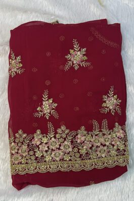 Pure Georgette Heavy Embroidery Saree